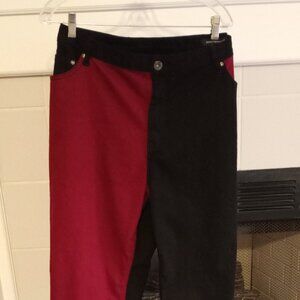 Two Toned Red and Black Jeans-PLUS SIZE